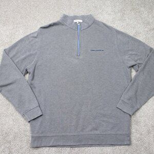 Peter Millar Sweatshirt Mens Large Gray 1/4 Zip Mock Neck Pullover L/S Sweater